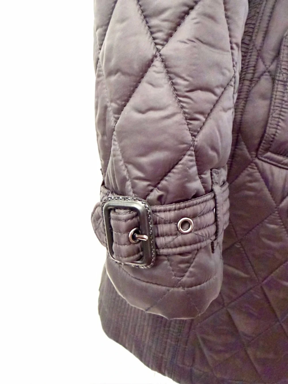 BURBERRY | Black Quilted Double Breasted Trench Coat Belted Jacket Check Small - Picture 5 of 12